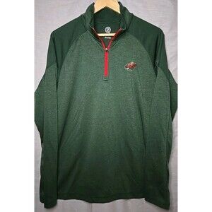 NHL MINNESOTA WILD Mens XL Green Long Sleeve 1/4 Zip Breathable Lightweight
